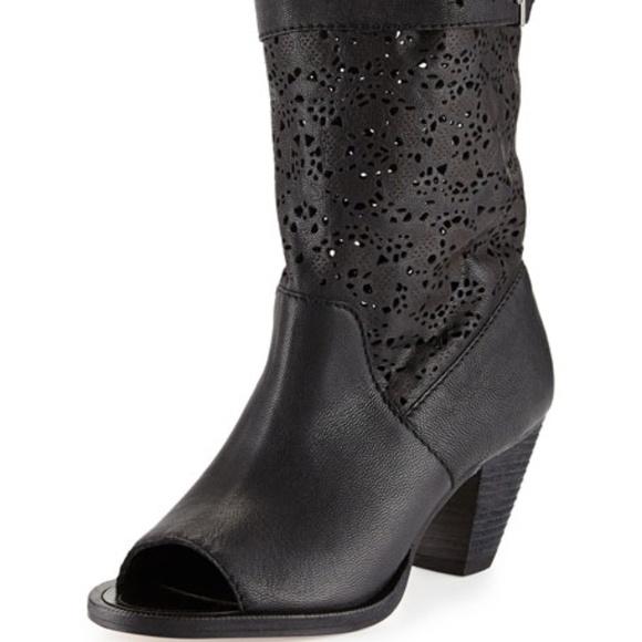 Alice + Olivia Catherine Laser-Cut Peep Toe Bootie - Picture 2 of 8